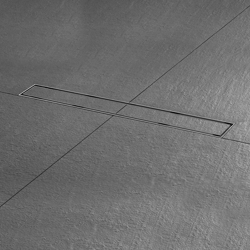 Seamless tile-in linear shower drain with wet dry siphon for modern bathrooms