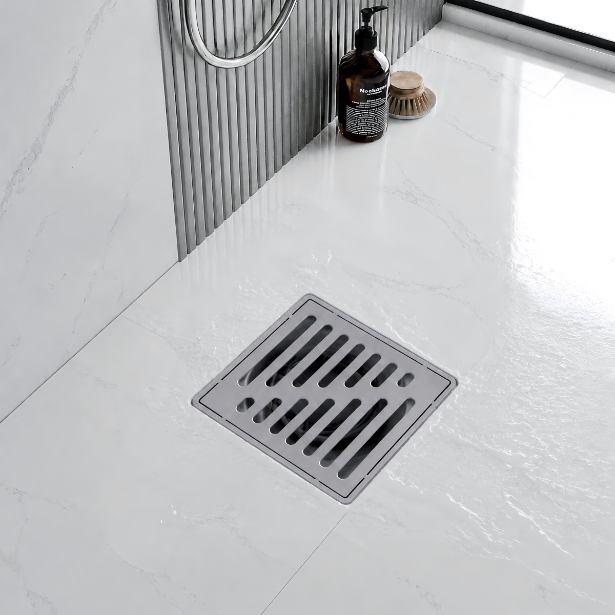 Seamless Square Tile In Drain Bathroom Floor Integration