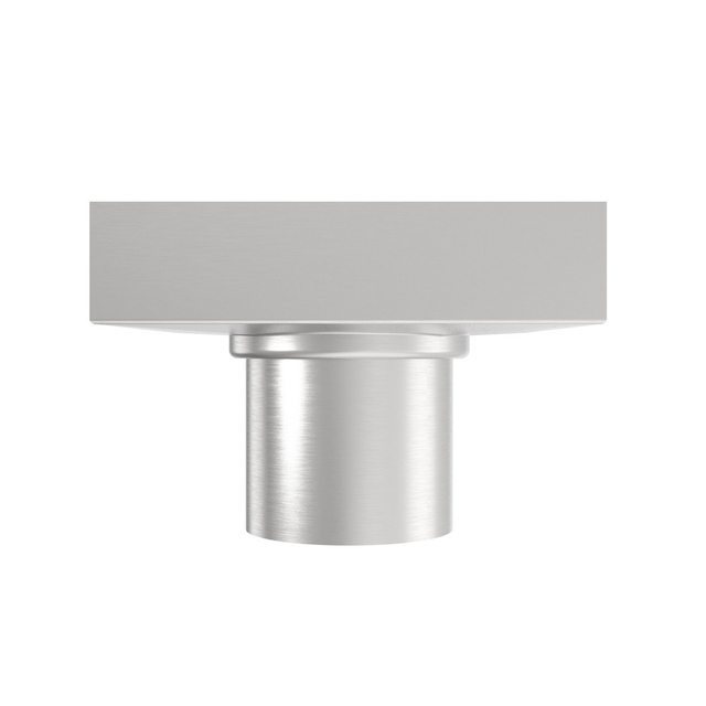 Side profile of 2 inch vertical outlet square floor drain for easy installation