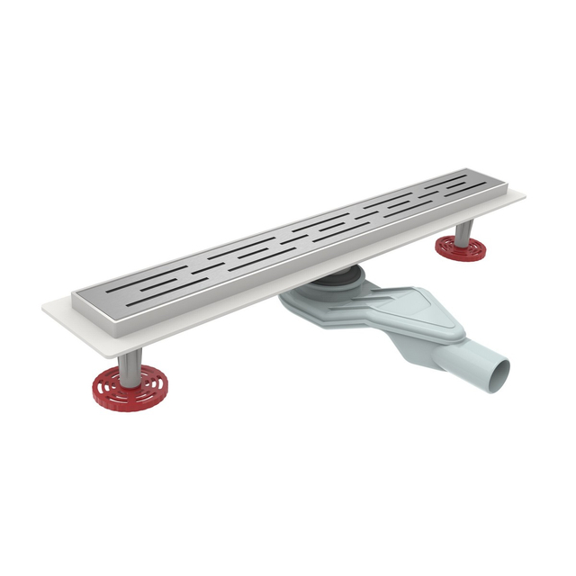 Brushed 304 stainless steel long shower drain with low profile rotatable drainage trap