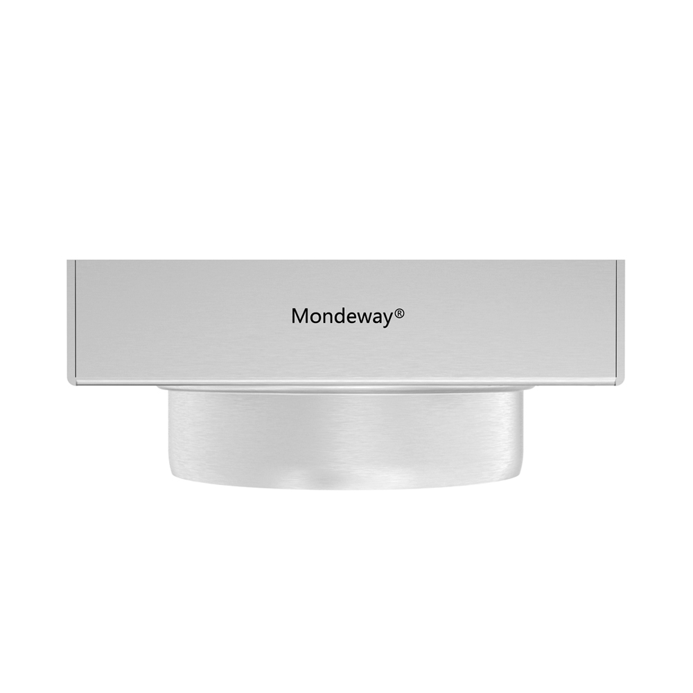 Side profile detailing the shallow depth of 6 inch square shower drain