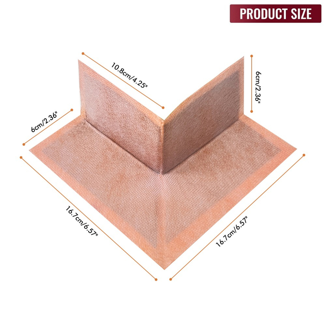 Technical dimensions of the waterproofing corner tape: 167mm x 60mm