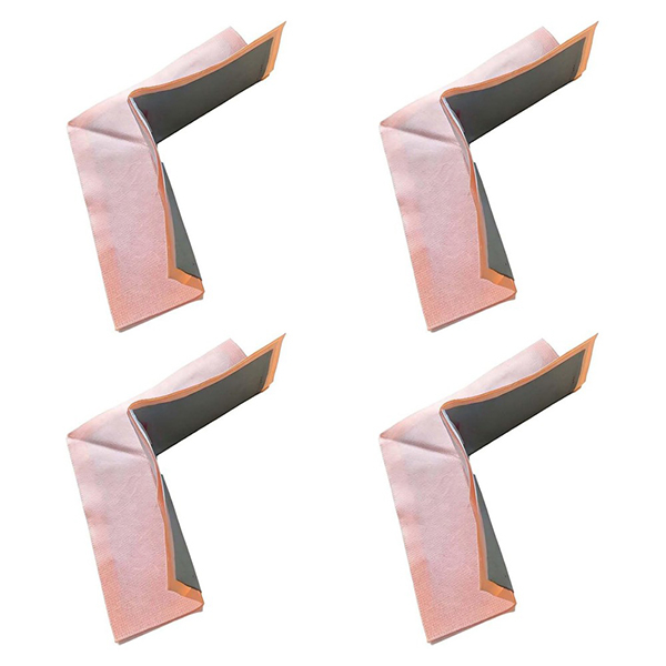 Four pieces of orange polyethylene waterproof corner seals for shower areas