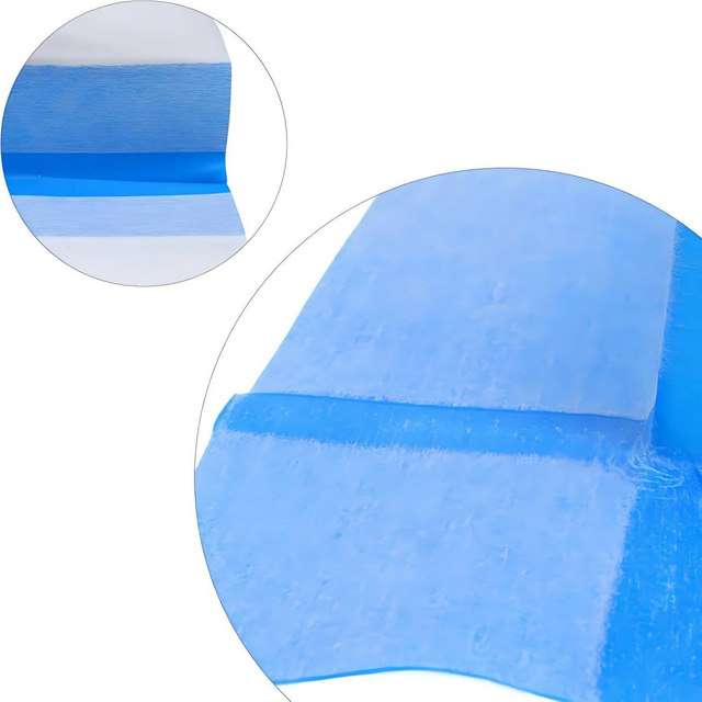 Close up of flexible blue TPE core material on corner membrane