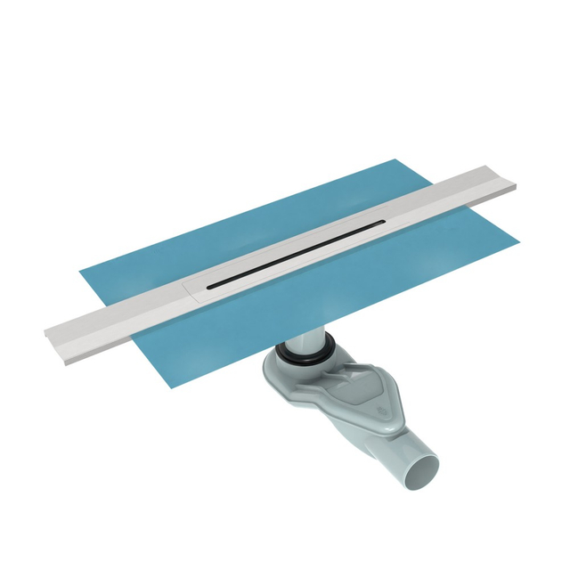 Modern slim linear shower drain with horizontal outlet system
