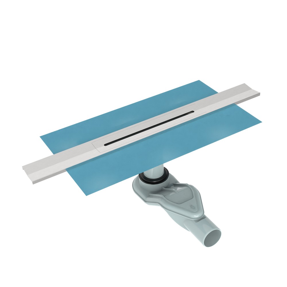 Modern slim linear shower drain with horizontal outlet system