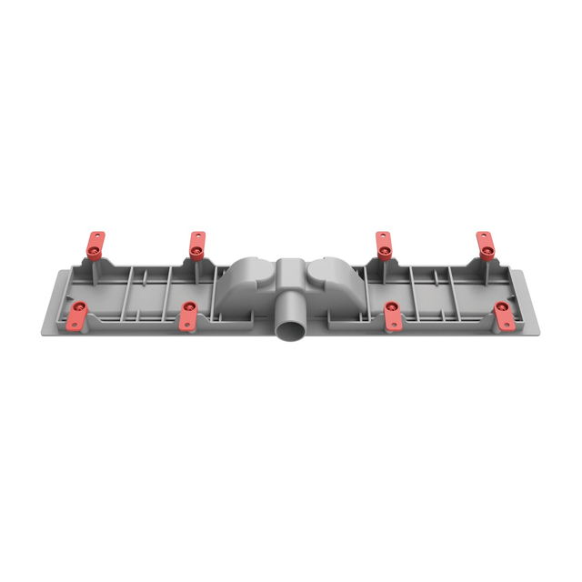 Underside structure of polypropylene plastic base linear drain with red support legs
