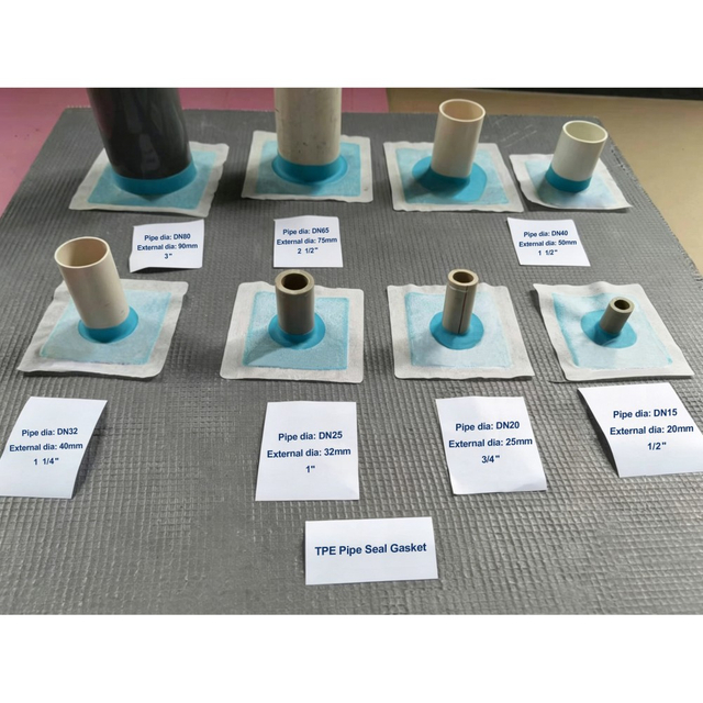Various sizes of TPE pipe seal gaskets for plumbing