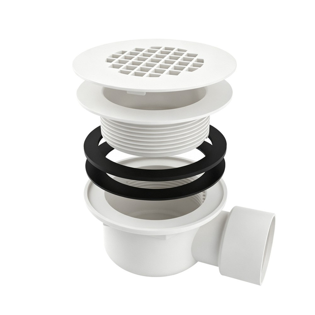 Round floor drain cover assembly with PVC grate and rubber rings